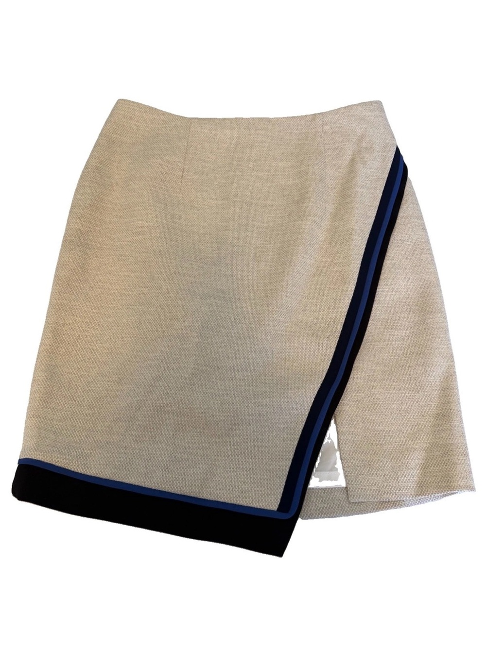 White House Black Market Cream Mini Skirt with Navy & Black Trim